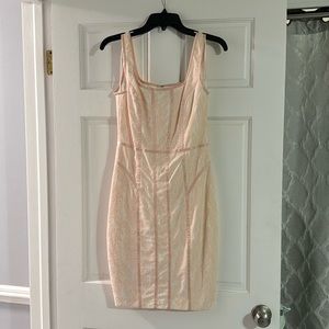 Cache pink lace square neck sheath dress